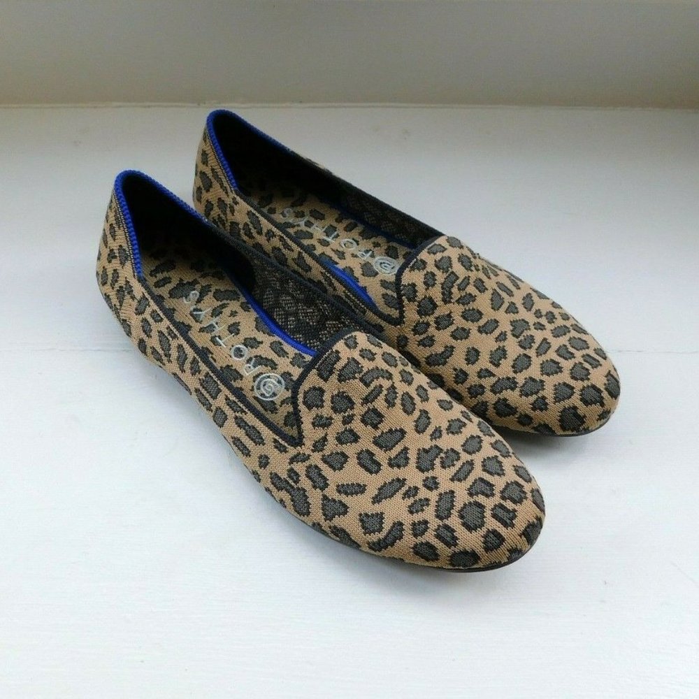 Rothy's Leopard Print Tan and Black Flats